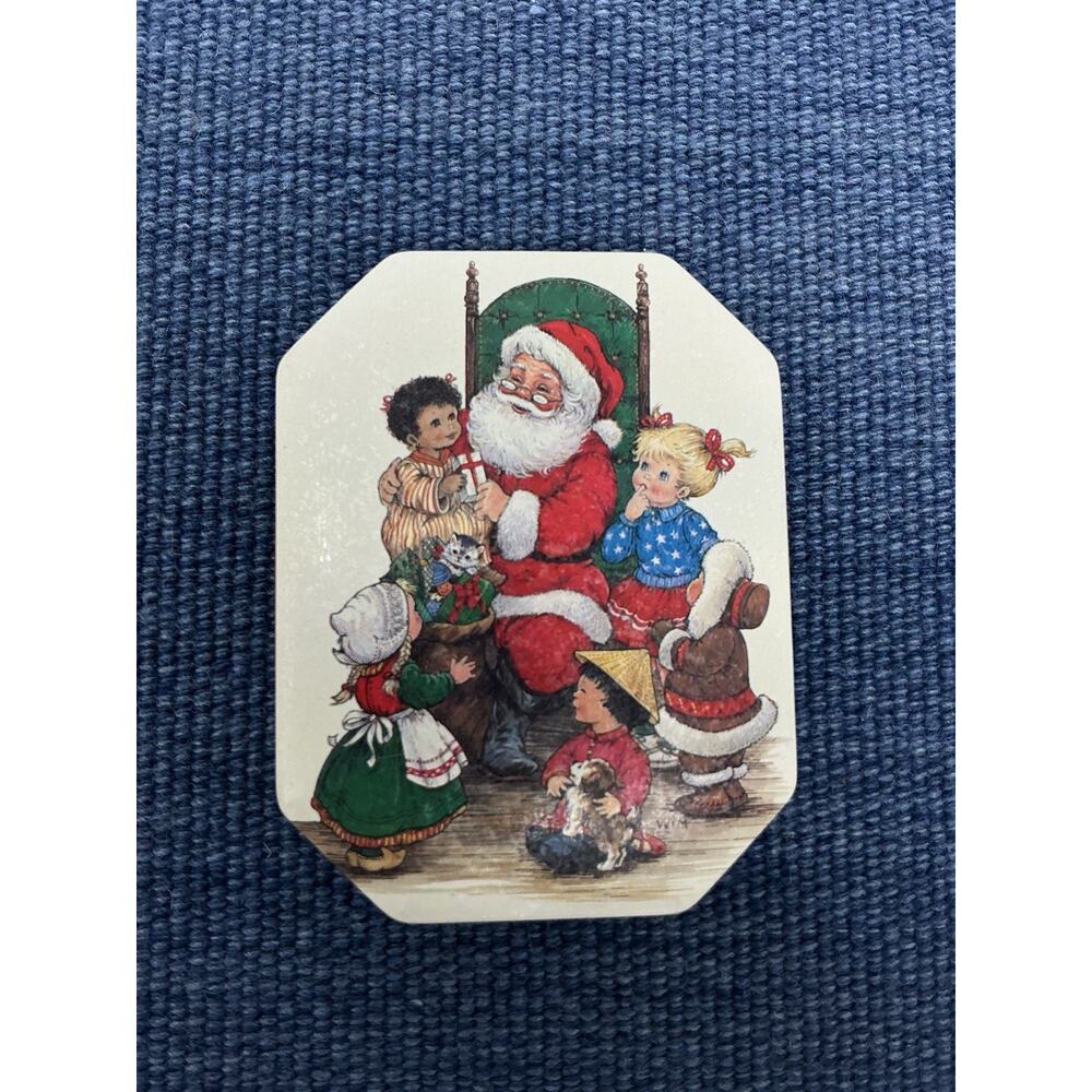 Vintage Christmas Santa Claus Collectible Metal Tin